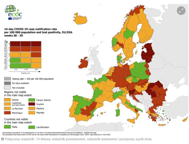 10 10 2021 zakażenia covid UE